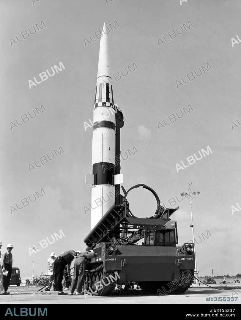 Cape Canaveral, Florida:  April 21, 1962. The new version of the U.S. Army's Pershing ballistic missile is ready for firing at Cape Canaveral, Florida. As deployed in Germany, it will have nuclear capabilities, but will remain under the control of the U.S, Army command, due to restrictions under the German constitution regarding control of nuclear weapons.