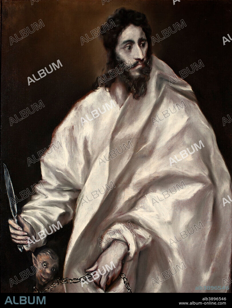 EL GRECO. San Bartolomé Apóstol / Bartholomew the Apostle. Date/Period: Between ca. 1610 and ca. 1614. Painting. Oil on canvas. Height: 80 cm (31.4 in); Width: 100 cm (39.3 in).