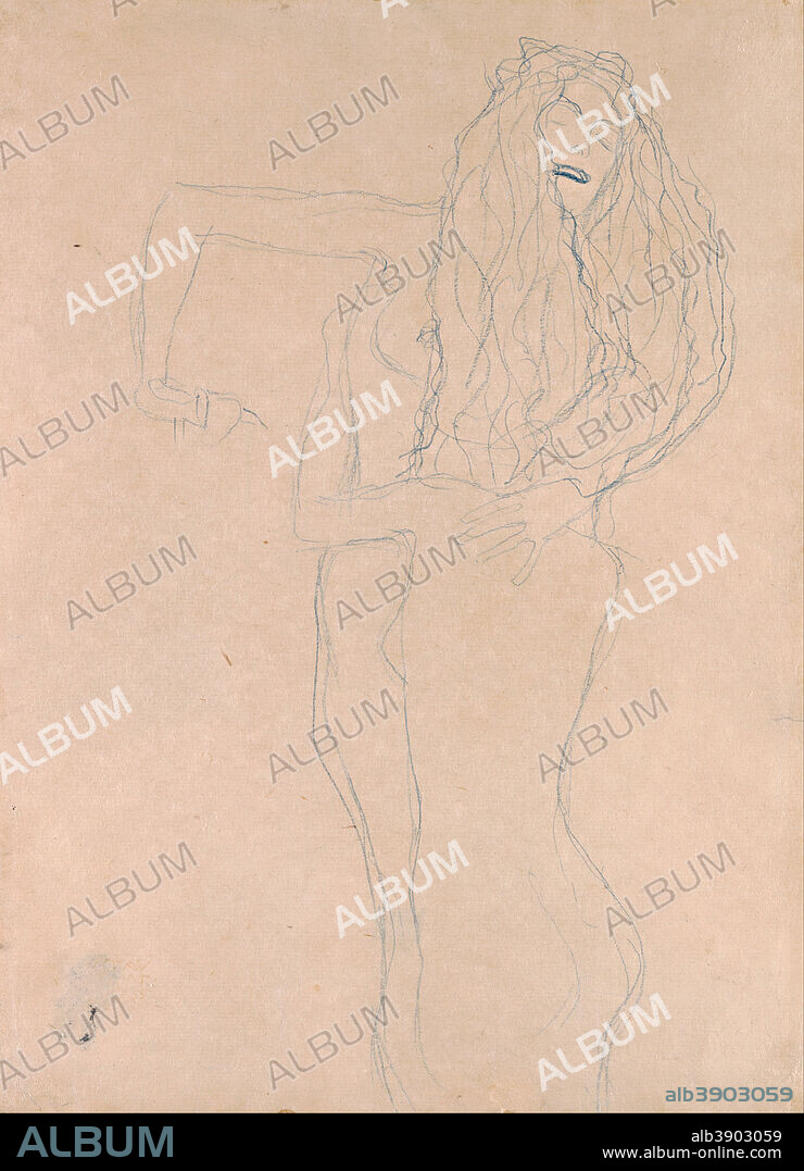 GUSTAV KLIMT. Zwei sich umfangende nackte Frauen ("Ver Sacrum") Two Naked Women Embracing (Ver Sacrum). Date/Period: 1903. Drawing. Height: 432 mm (17 in); Width: 310 mm (12.20 in).