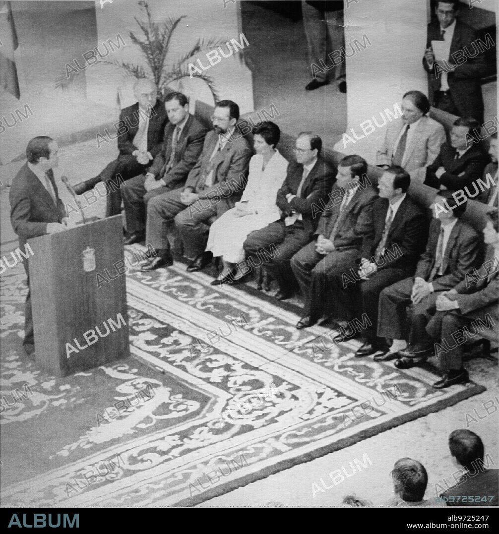September 1993. The president of Castilla La Mancha, José Bono, during the inauguration of his new Government, with some of its members.