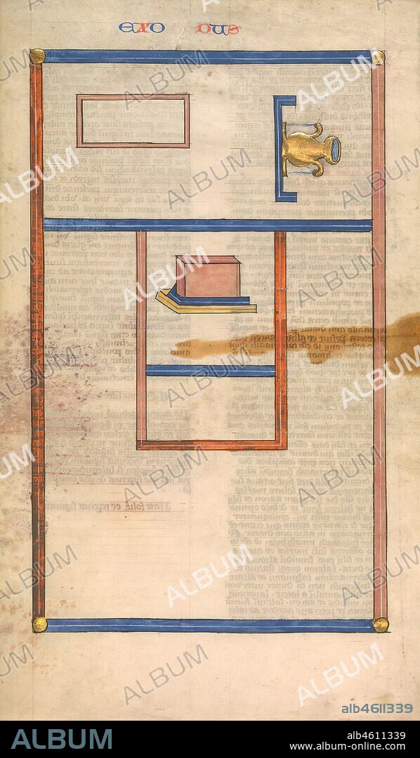 Floor Plan of the Tabernacle, one of six illustrated leaves from the Postilla Litteralis (Literal Commentary) of Nicholas of Lyra, ca. 1360-1380.