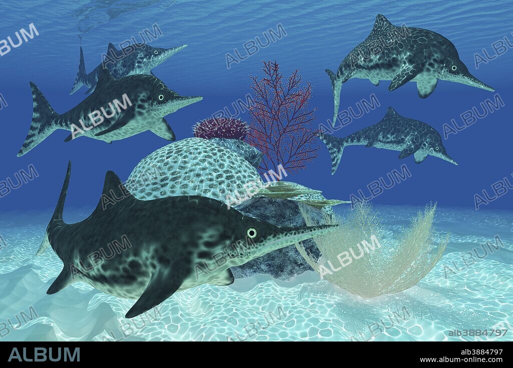 A group of large Ichthyosaurus marine reptiles from the Triassic and Jurassic periods.
