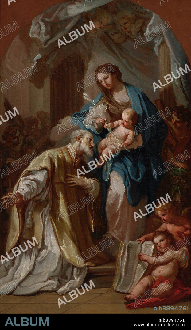 SEBASTIANO CONCA. The Madonna Appearing to St. Philip Neri. Date/Period: 1740. Oil paintings. Oil on canvas.