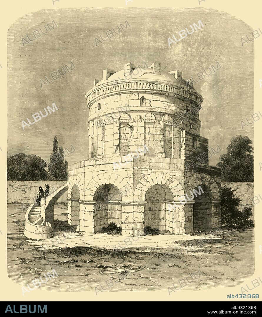 'Tomb of Theodoric, Ravenna', 1890. The Mausoleum of Theoderic, an ancient monument made of Istria stone outside Ravenna, Italy, built in 520 AD by Theoderic the Great as his future tomb. From "Cassell's Illustrated Universal History, Vol. III - The Middle Ages", by Edmund Ollier. [Cassell and Company, Limited, London, Paris and Melbourne, 1890. ].