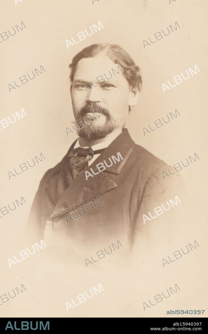 Portrait of a man with mustache and beard, This photo is part of an album., Ludwig Belitski, Nordhausen, 1862 - 1902, cardboard, albumen print, height 81 mm × width 52 mm, photograph.