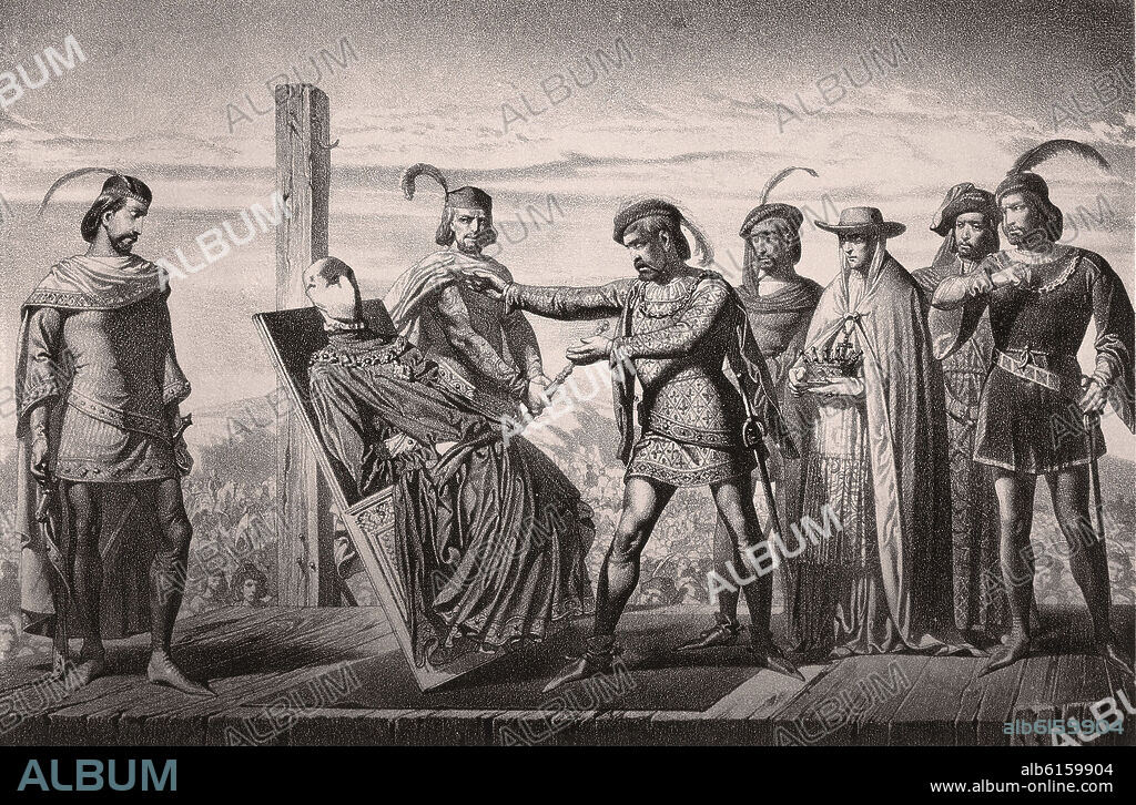 LA FARSA DE AVILA 1468 - PUGNA ENTRE EL REY Y LA NOBLEZA DONDE SIMBOLICAMENTE EL REY ENRIQUE IV ES DESTRONADO.
