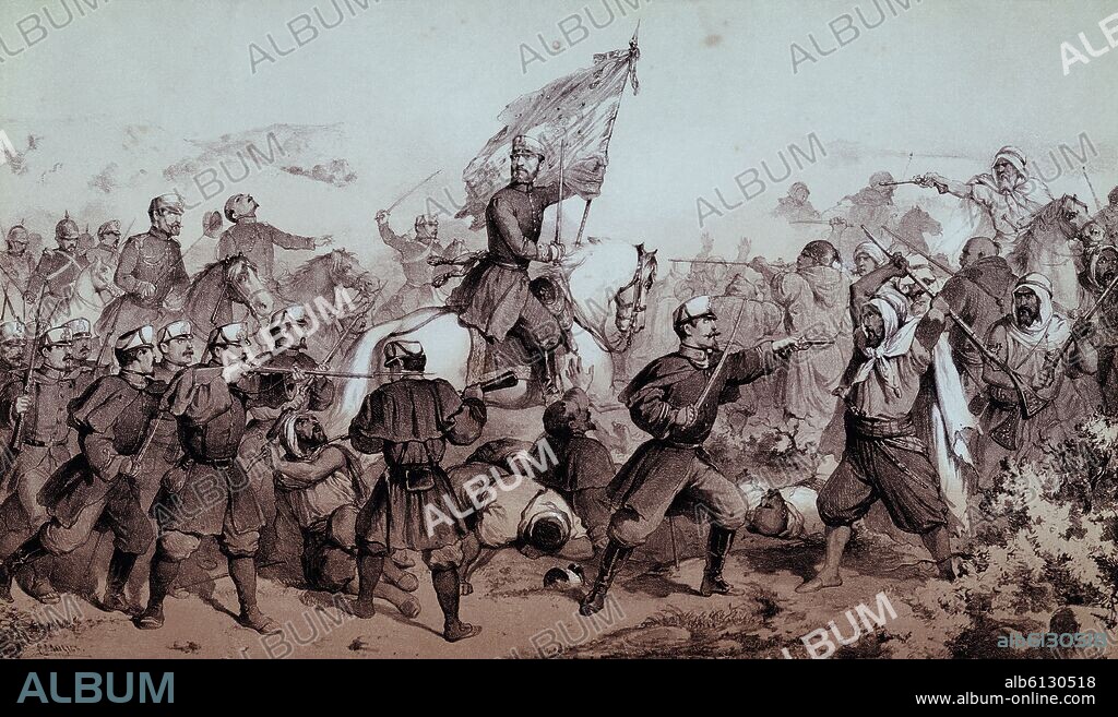 EPISODIOS DE LA GUERRA DE AFRICA - BATALLA DE LOS CASTILLEJOS EL 1/1/1860 - GENERAL PRIM.