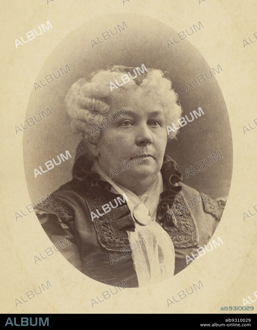 Elizabeth Cady Stanton (1815-1902), American writer and activist, a leader of U.S. Women Right's Movement, half-length Portrait, Charles D. Mosher, 1880.