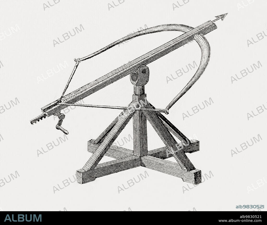 A mangonel, also called the traction trebuchet.