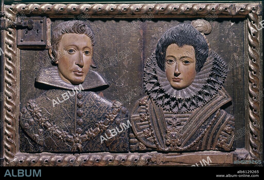 ALONSO DE MENA. FELIPE IV E ISABEL BORBON - SIGLO XVII - RETABLO RELICARIO DEL ALTAR LATERAL DE LA CAPILLA REAL DE GRANADA.