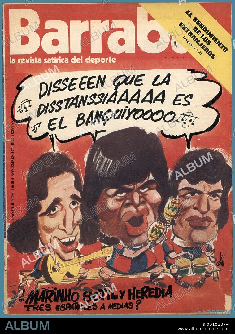 Portada de la revista humorística de deportes Barrabás, editada en Barcelona, noviembre de 1974.