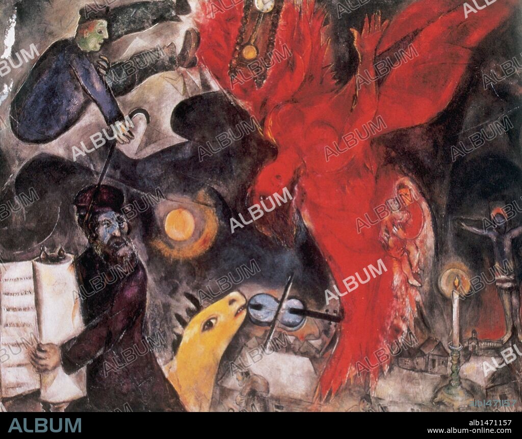 Marc Chagall (Moishe Shagal) (1887-1985). Belarusian-French Jewish artist. The Fall of the Angel (1923-1947). Kunstmuseum. Basel. Switzerland.