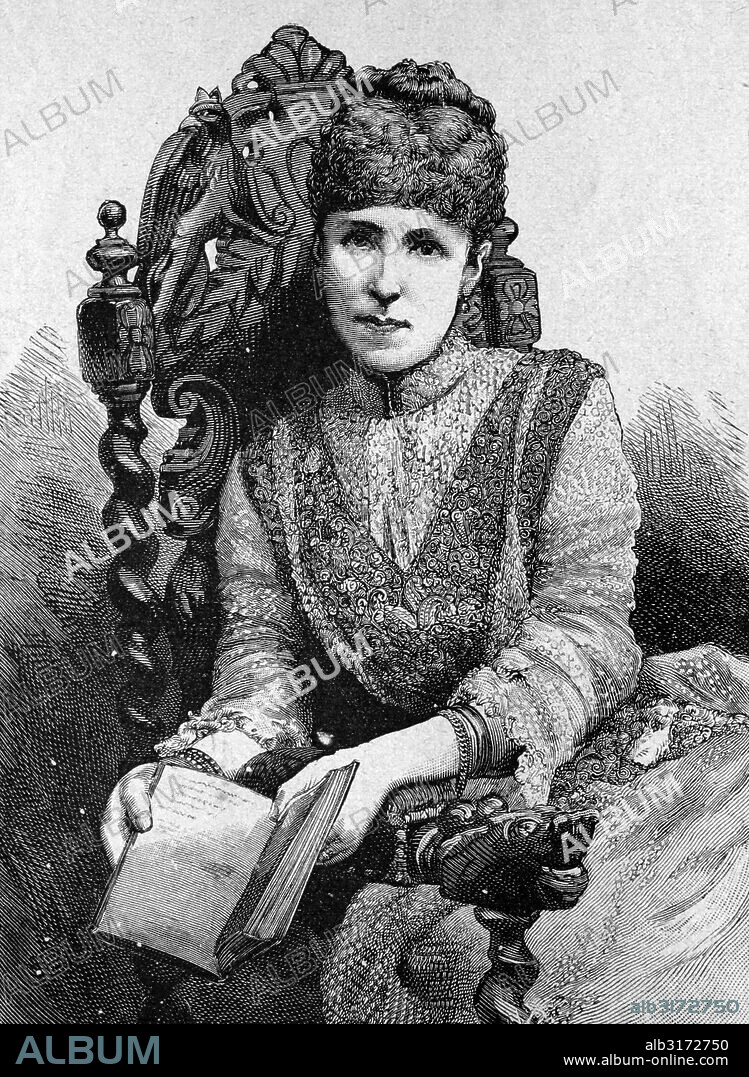 Queen consort maria christina of austria, also known as maria christina desiree henriette felicitas rainiera (1858-1929), queen of spain, historical illlustration, about 1886.