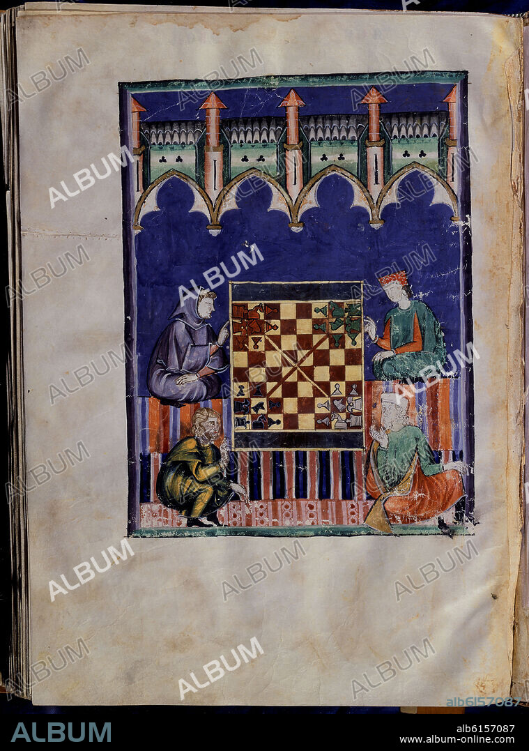 ALFONSO X EL SABIO (1221-1284). LIBRO DE JUEGOS O LIBRO DEL AJEDREZ DADOS Y TABLAS - 1283 - FOLIO 88V - AJEDREZ PARA CUATRO JUGADORES SEMEJANTE A LOS CUATRO TIEMPOS DEL.