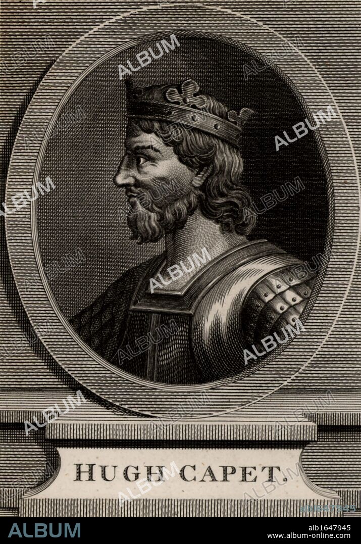 Hugh Capet (c938-996) elected king of France in 987 after the death of Louis V. Founder of Capetian dynasty which lasted until 1328. Copperplate engraving, 1793. (Photo by: Universal History Archive/UIG via Getty Images).