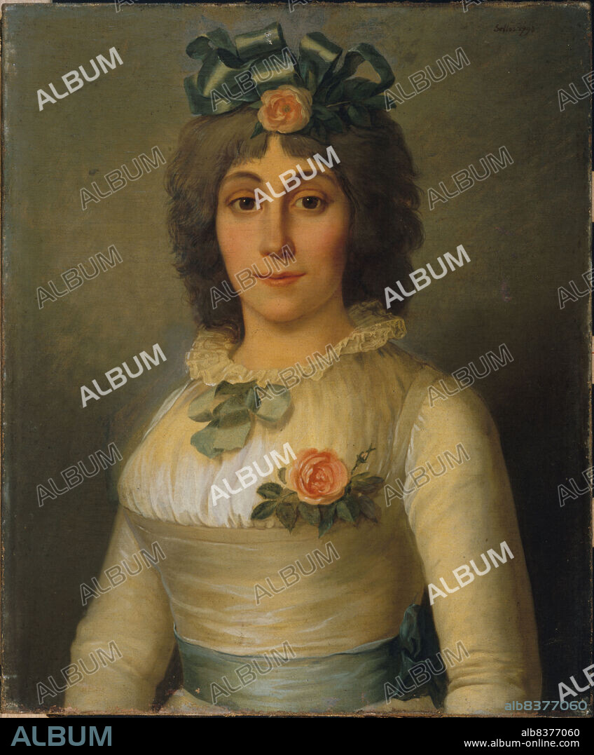 PIERRE NICOLAS SELLES. Portrait of a woman, formerly identified as Anne-Josèphe Théroigne de Méricourt (1762-1817), 1793.
