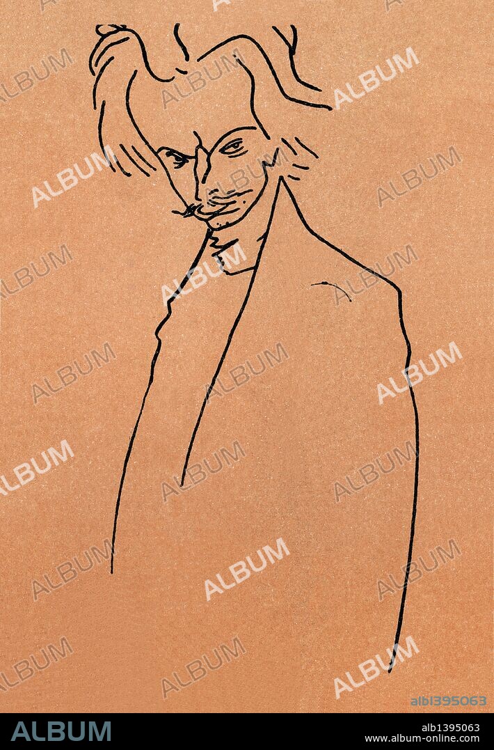 ROMÁN BONET SINTES "BON". Caricatura de Enric Morera i Viura (Barcelona, 1865-1942), compositor y músico español. Año 1911.