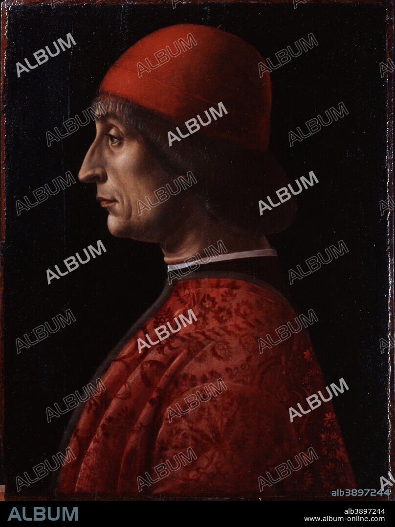 VINCENZO FOPPA. Portrait of Giovanni Francesco Brivio. Date/Period: 1495. Panel. Height: 46.50 mm (1.83 in); Width: 36.70 mm (1.44 in).