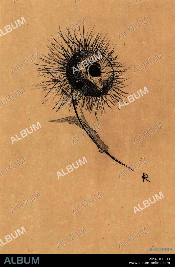 ODILON REDON. Cul-de-lampe from the series Les fleurs du mal. Dimensions: 43.9 cm x 30.8 cm, 19.3 cm x 13.2 cm.