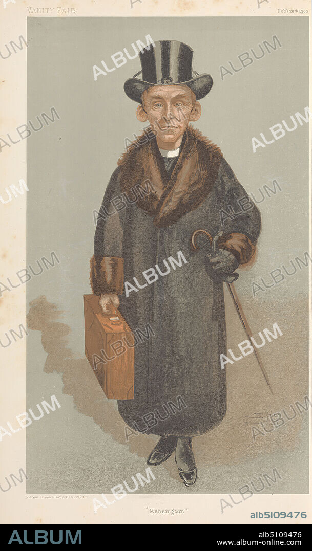 Vanity Fair - Clergy. 'Kensington'. Bishop of Kensington, Rev. Frederick Edward Ridgeway. 26 February 1903, Leslie Matthew 'Spy' Ward, 18511922, British, 1903, Chromolithograph.
