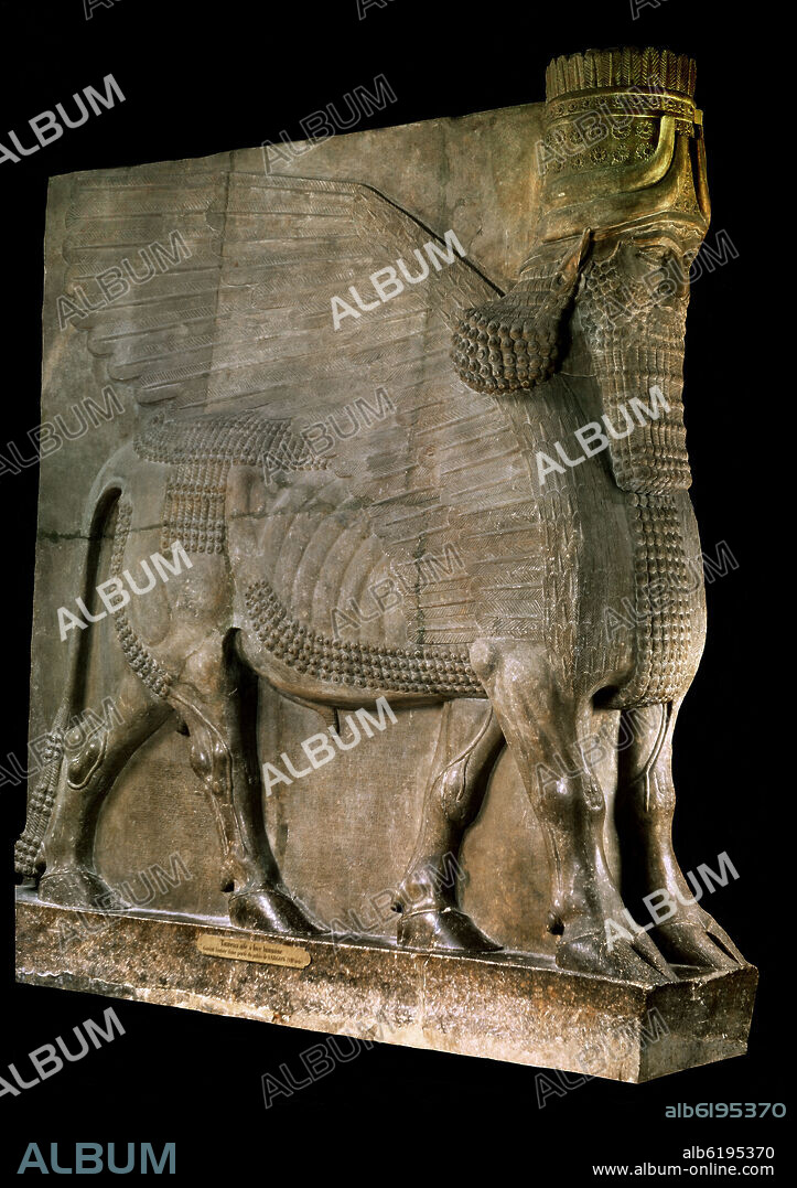 TORO ANDROCEFALO ALADO-SIGLO VIII AC-PROCEDENTE DEL PALACIO SARGON-ASIRI.