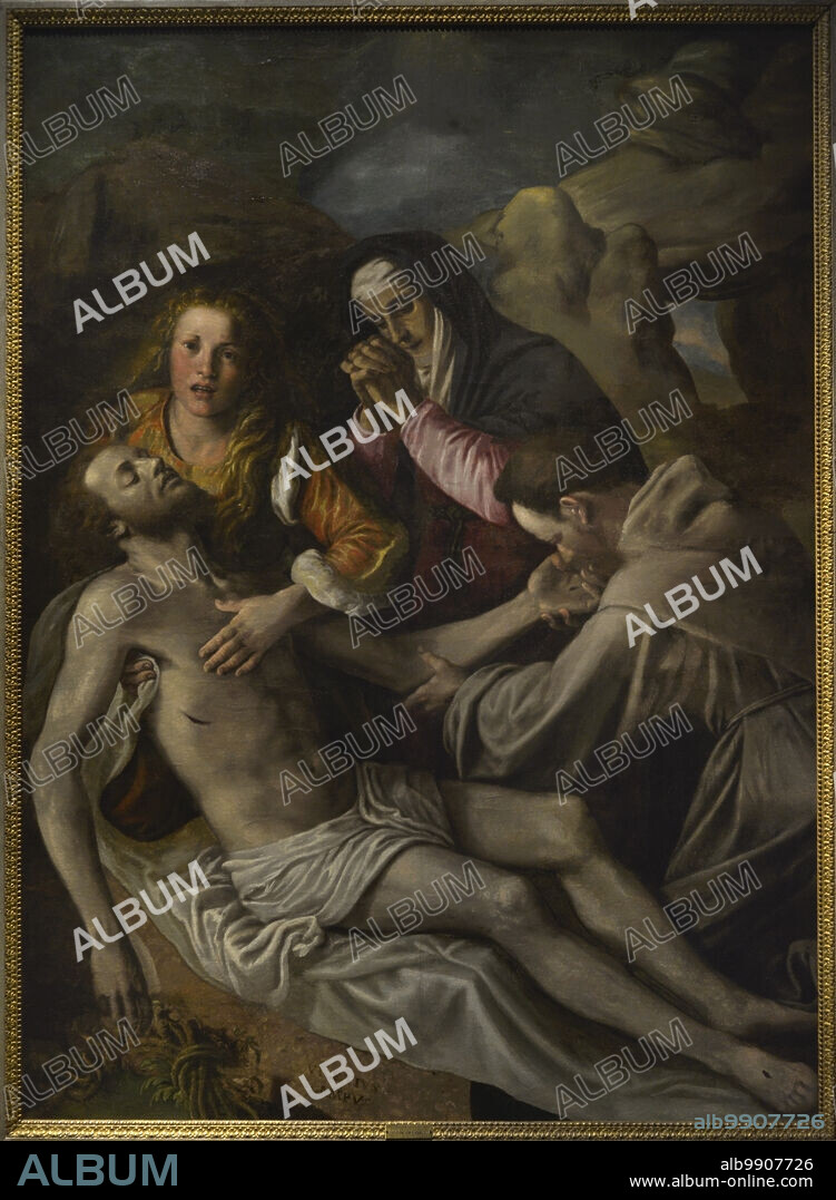 VINCENZO CAMPI (1536-1591). ITALIAN ARTIST.. Vincenzo Campi (1536-1591). Artista italiano. Lamentación sobre Cristo muerto (Compianto su Cristo morto). Oleo sobre lienzo, 1575-1577. Museo Cívico Ala Ponzone. Cremona. Lombardía. Italia.