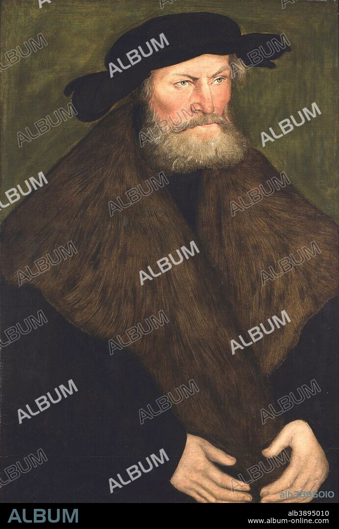 LUCAS CRANACH EL VIEJO. Portrait of Duke Henry the Devout of Saxony. Date/Period: 1528. Oil on panel. Height: 22.5 in (57.1 cm); Width: 15.2 in (38.7 cm).