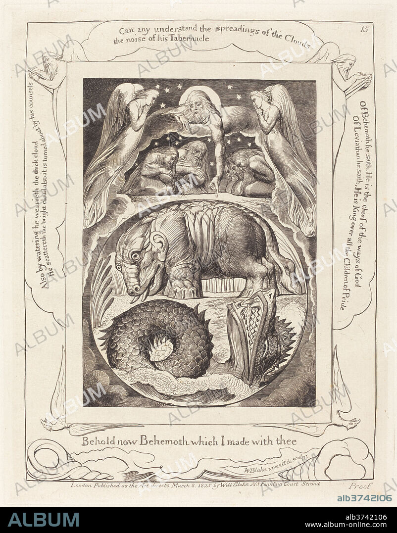 WILLIAM BLAKE. Behemoth and Leviathan. Dated: 1825. Medium: engraving on India paper.
