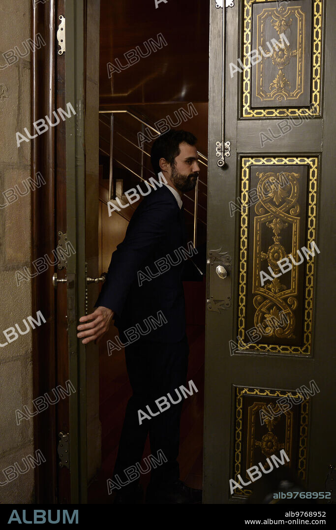 Barcelona, 26/01/2018. El presidente del Parlamento de Cataluña Roger Torrent, en rueda de prensa después de la comparecencia de Soraya Sáenz de Santamaría y el Consejo de Ministros. Foto: Inés Baucells ARCHDC.