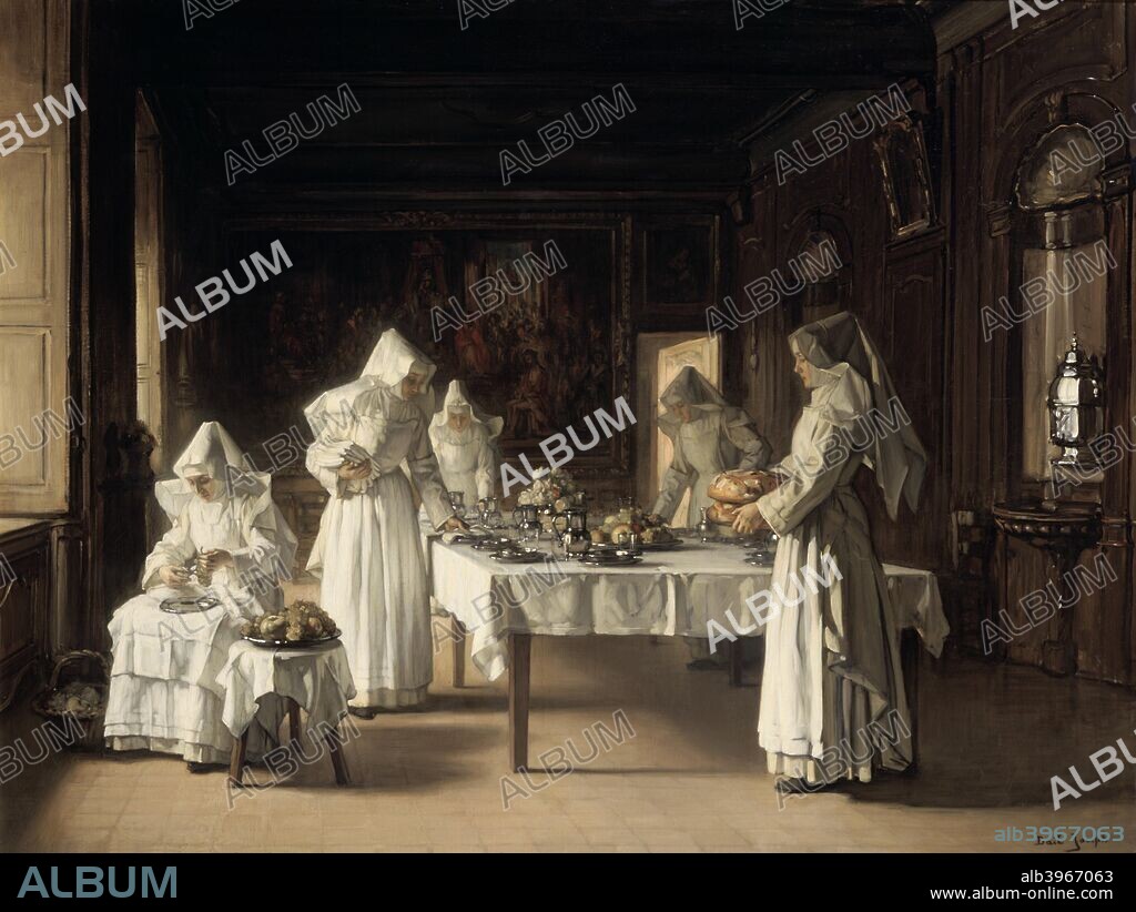 'Dinner at the Hospice of Beaune', France, late 19th/early 20th century. From a private collection.