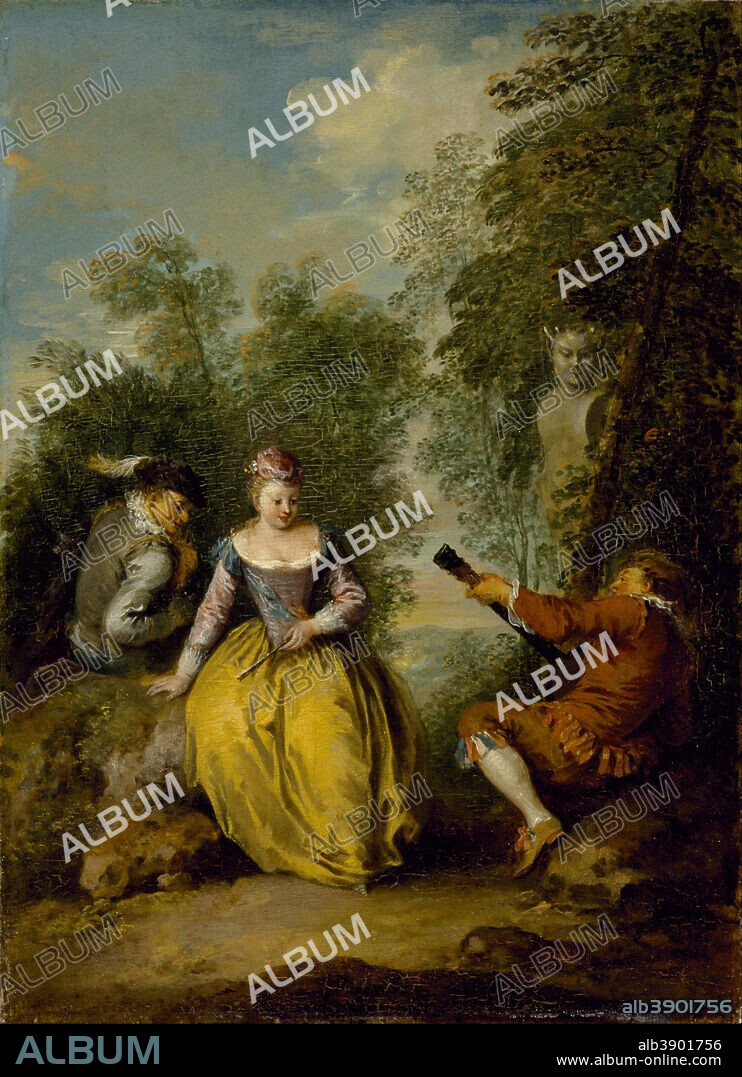JEAN BAPTISTE PATER. A Pastoral Concert. Date/Period: 1723/1727. Painting. Oil on wood. Width: 21.4 cm. Height: 29.6 cm (without frame).
