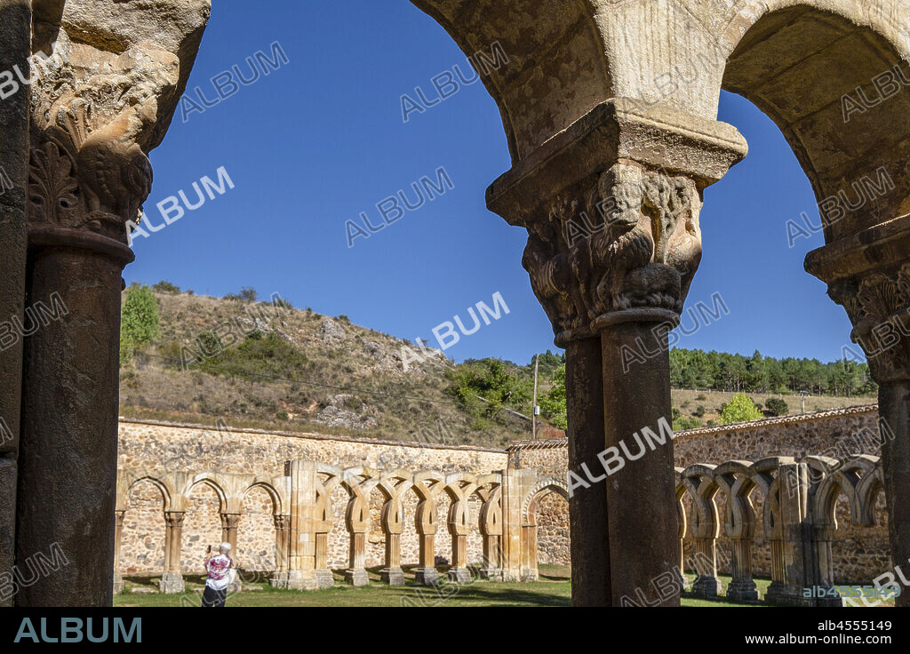 Cloister arches, Monastery of San Juan de Duero, Castilian Romanesque architecture, 12th century , Soria, Autonomous Community of Castile, Spain, Europe.