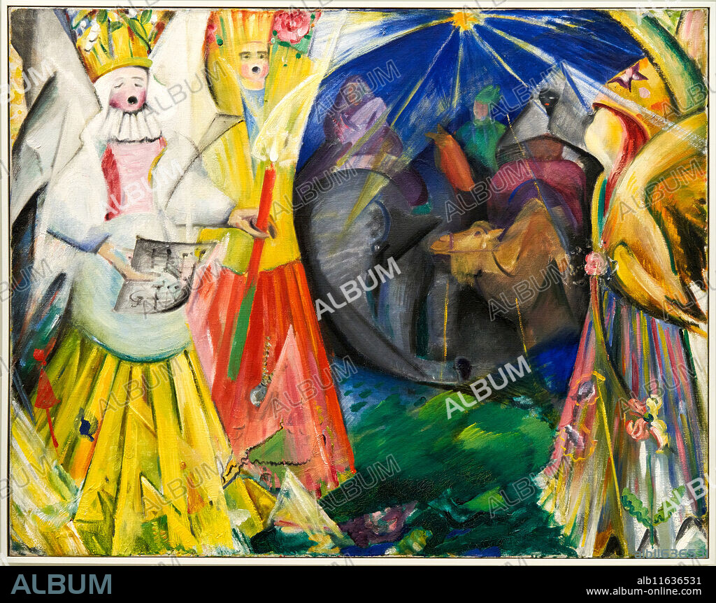 Weihnachtsengel mit Bethlehemszene, 2. Fassung, vers 1911-1912, Maria Marc, 1876, Berlin (Allemagne) - 1955, Kochel am See (Allemagne), Centre Pompidou, National Museum of Modern and Contemporary Art, Paris, France.
