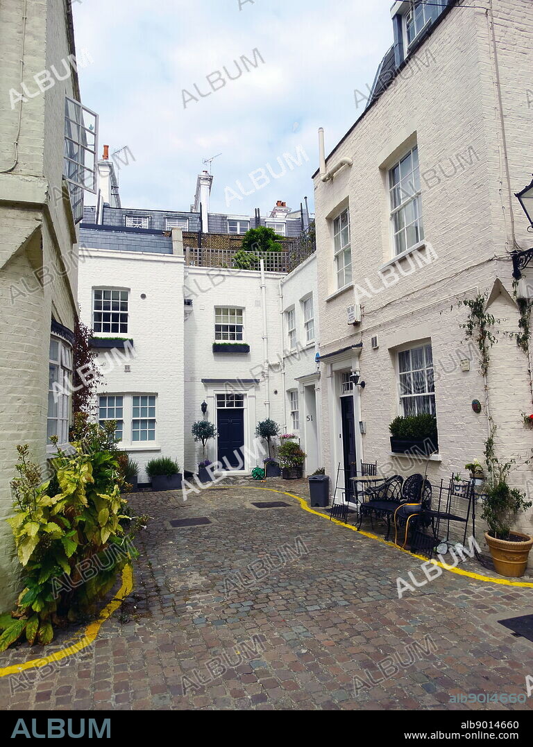 Mews housing in Knightsbridge, London, England. Dating to late Georgian and Early Victorian. Dated 1840.