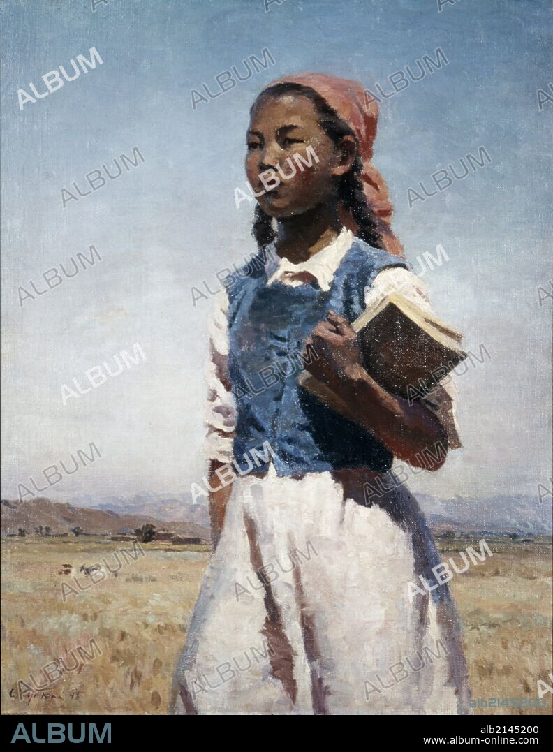 Daughter of soviet kirghizia' 1948 painting by semyon chuikov, socialist realism. 01/02/2013