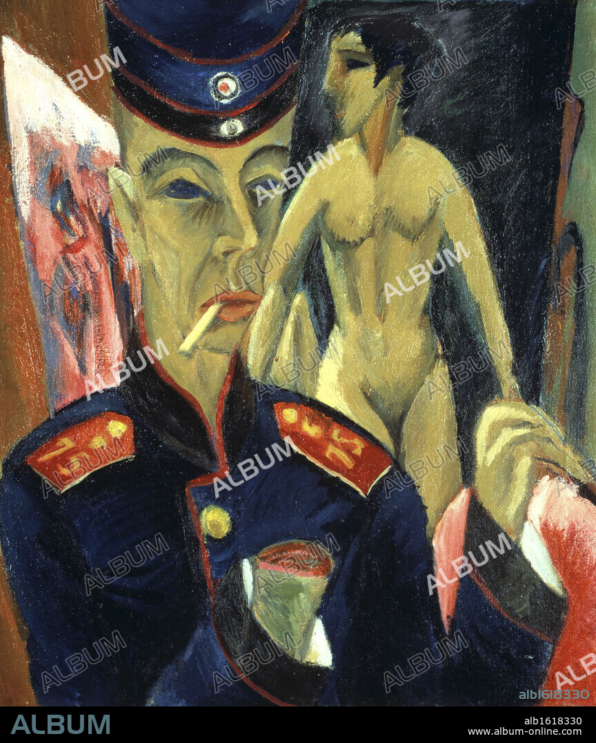 Self portrait as soldier by Ernst Ludwig Kirchner, 1880-1938, USA, Ohio, Oberlin College, Allen Memorial Art Museum.