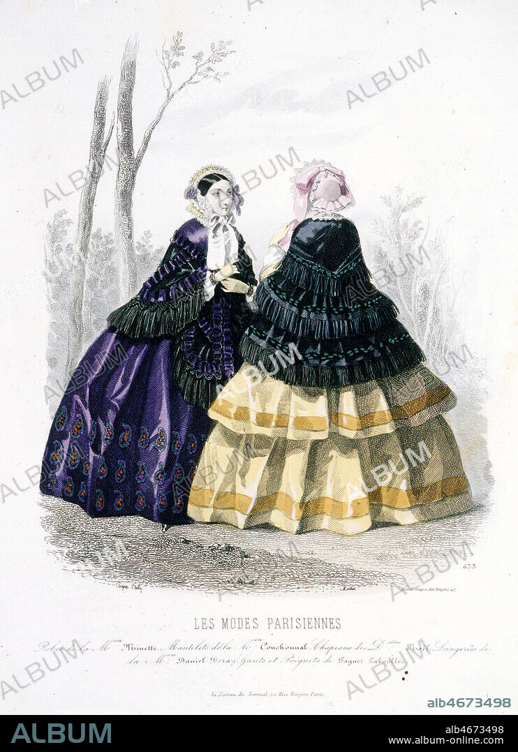 Gravure de mode in Les Modes Parisiennes, vers 1850-1855. Credit Collection KharbineTapabor.