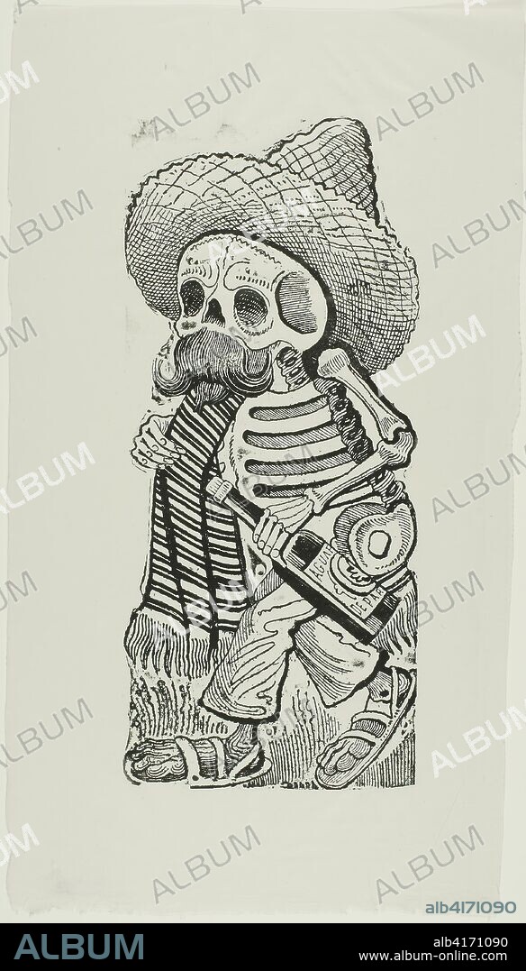 JOSE GUADALUPE POSADA. Calavera of Francisco Madero, from Calavera Maderista. José Guadalupe Posada (Mexican, 1852-1913); published by the Print and Drawing Club of The Art Institute of Chicago. Date: 1944. Dimensions: 300 x 133 mm (image); 407 x 229 mm (sheet). Relief etching from a zinc plate on grayish-ivory China paper. Origin: Mexico.