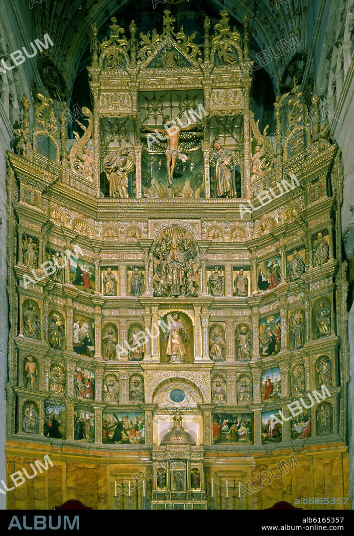 PEDRO DE GUADALUPE (1470-1530) ESCULTOR. RETABLO MAYOR DE LA CATEDRAL DE PALENCIA CON ESCULTURAS DE FELIPE VIGARNY Y PINTURAS DE JUAN DE FLANDES - SIGLO XVI - RENACIMIENTO ESPAÑ.