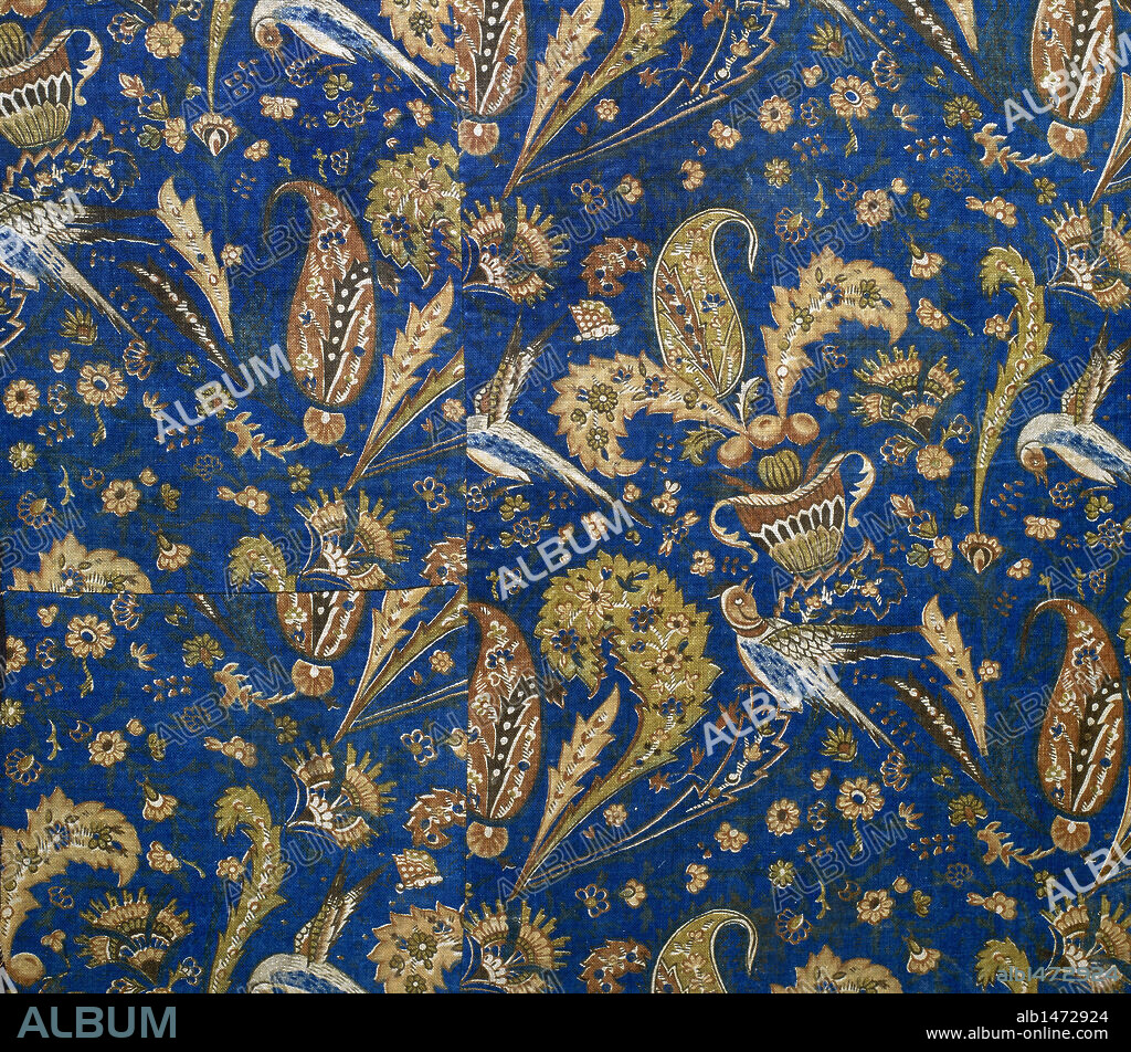 Fabric patterned of catalan indianas. Sabadell History Museum. Catalonia. Spain.