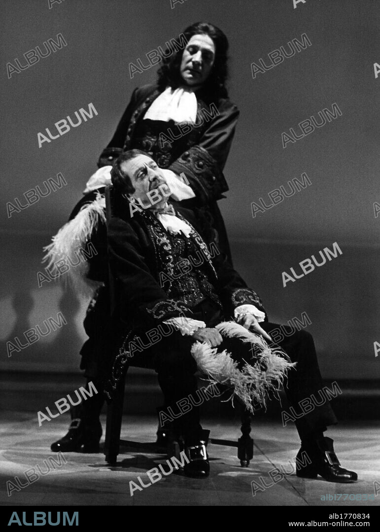 Aroldo Tieri and Mino Bellei in 'The Misanthrope'. The Italian actors Aroldo Tieri and Mino Bellei acting in Molière's comedy The Misanthrope (Le Misanthrope). 1984.