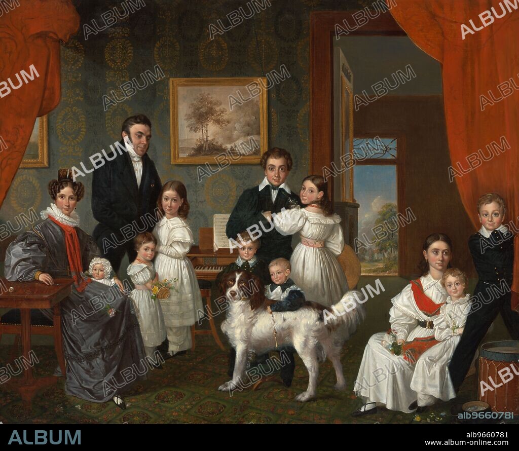 Portrait of the Baud family in their country house in Voorburg, 1831-1832. Baud 1789-1859) was Governor-General of the Dutch East Indies from 1833 until 1836. The painter Raden Saleh is considered to be the first "modern" artist from Indonesia (then the Dutch East Indies). He travelled to Europe to study painting, and became the first indigenous Indonesian to be initiated into Freemasonry. After 20 years in Europe he returned to the Dutch East Indies and worked as conservator for the colonial collection of government art, and acted as court painter to the Governors-General.