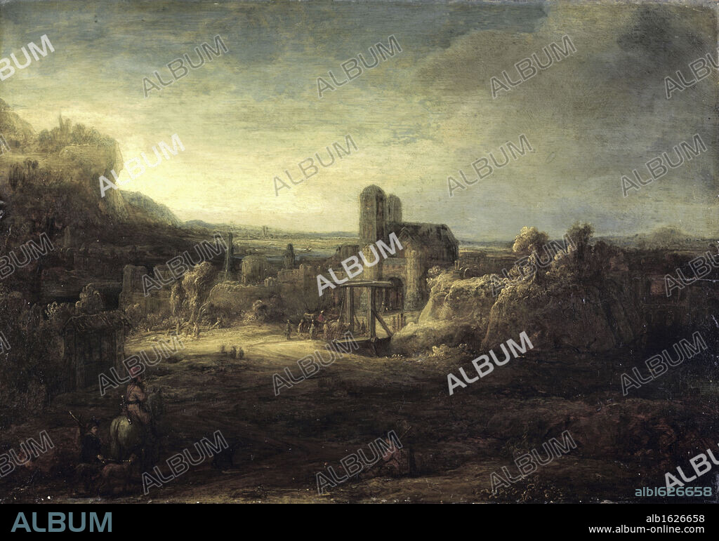 Landscape with a Church   ca. 1640-42  Rembrandt Harmensz van Rijn (1606-1669 Dutch)  Oil on wood panel  Collection of the Duke of Berwick & Alba, Madrid.