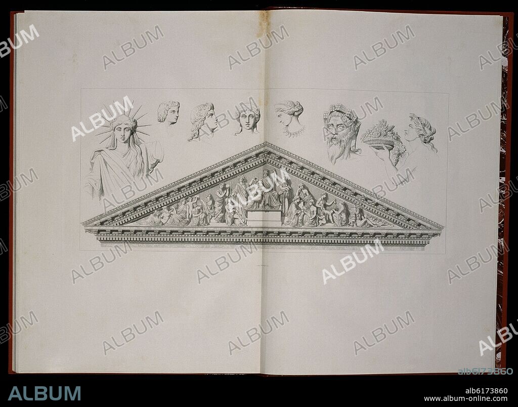 PONCIANO PONZANO Y GASCON. DIBUJO-FRONTON DE LA FACHADA PRINCIPAL DE PALACIO DEL CONGRESO ESCULPIDO POR PONCIANO PONZANO EN 186.
