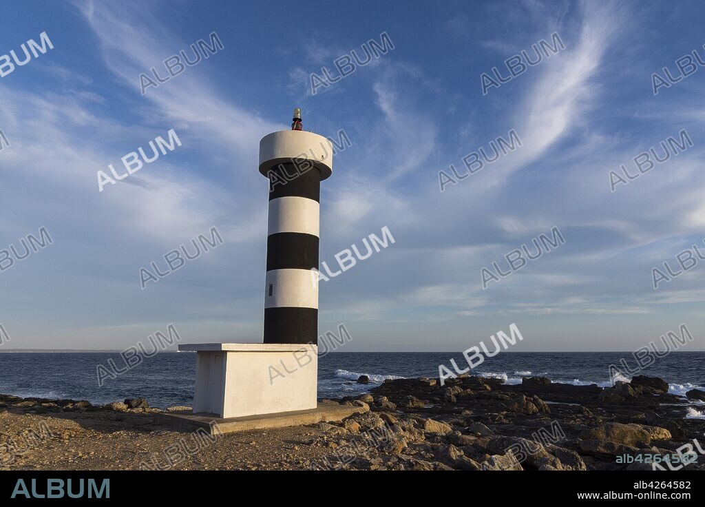 Faro de Punta Plana (S'Estanyol), . S'Estelella, llucmajor, . Mallorca, balearic islands, spain, europe.