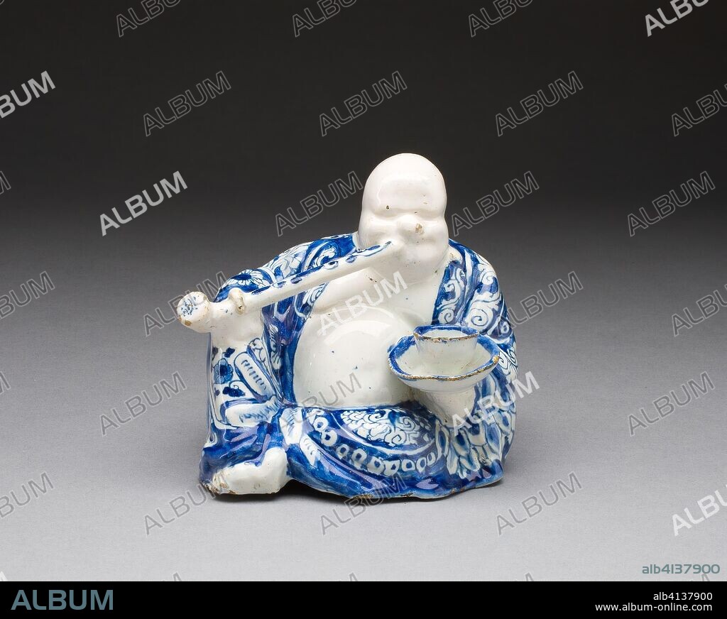 Figure of a Buddhist Monk (Budai Hoshang). Netherlands, Delft. Date: 1695-1705. Dimensions: 11 × 10.8 × 9.2 cm (4 3/8 × 4 1/2 × 3 5/9 in.). Tin-glazed earthenware (Delftware). Origin: Delft.