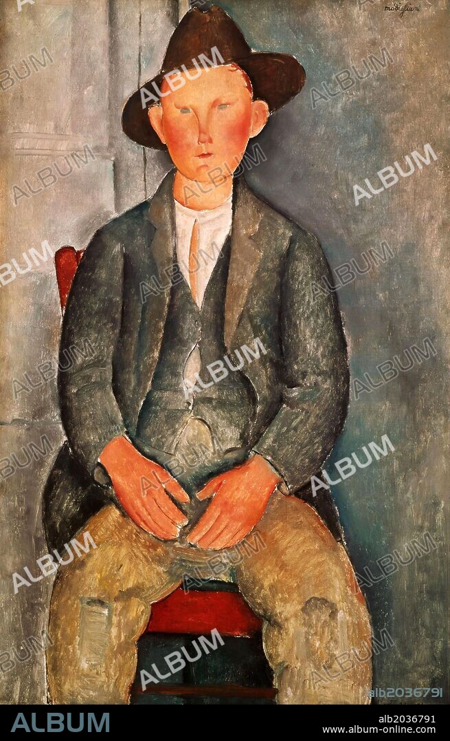 AMEDEO MODIGLIANI. Amadeo Modigliani / 'Joven campesino', 1918, Óleo sobre lienzo.
