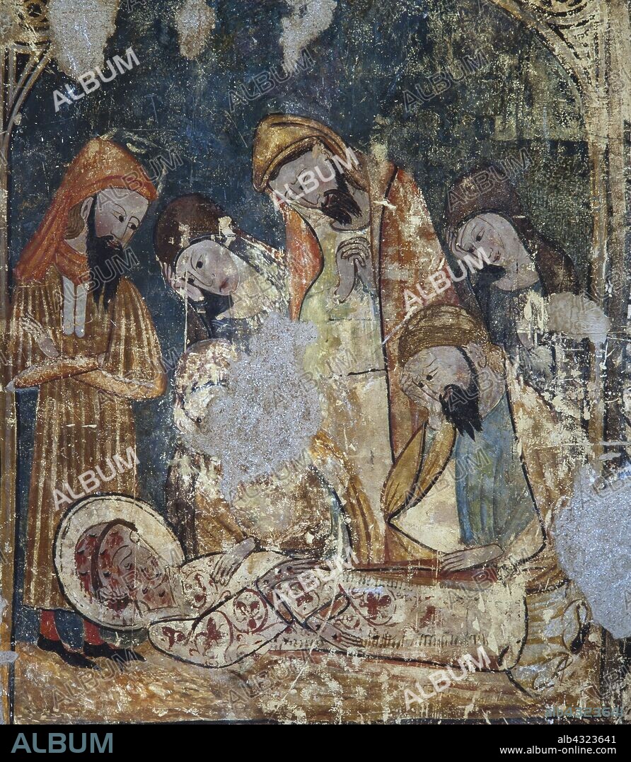 Mural de la Crucifixión, siglo XIV, procedente de la iglesia de Sant Miquel de Cardona.