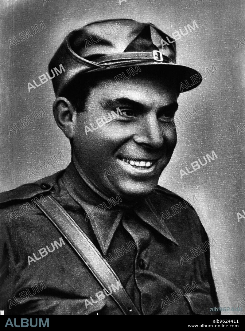 Buenaventura Durruti (1896-1936), Spanish anarchist leader, reproduction of a photograph.