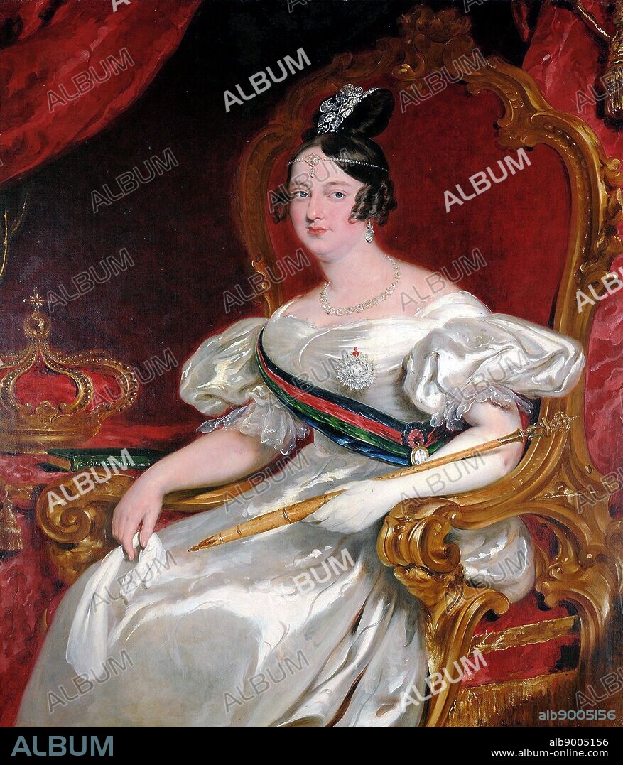 Dona Maria II (4 April 1819 15 November 1853) by John Simpson. Maria 'the Educator' Queen regnant of Portugal from 1826 to 1828 and again from 1834 to 1853.